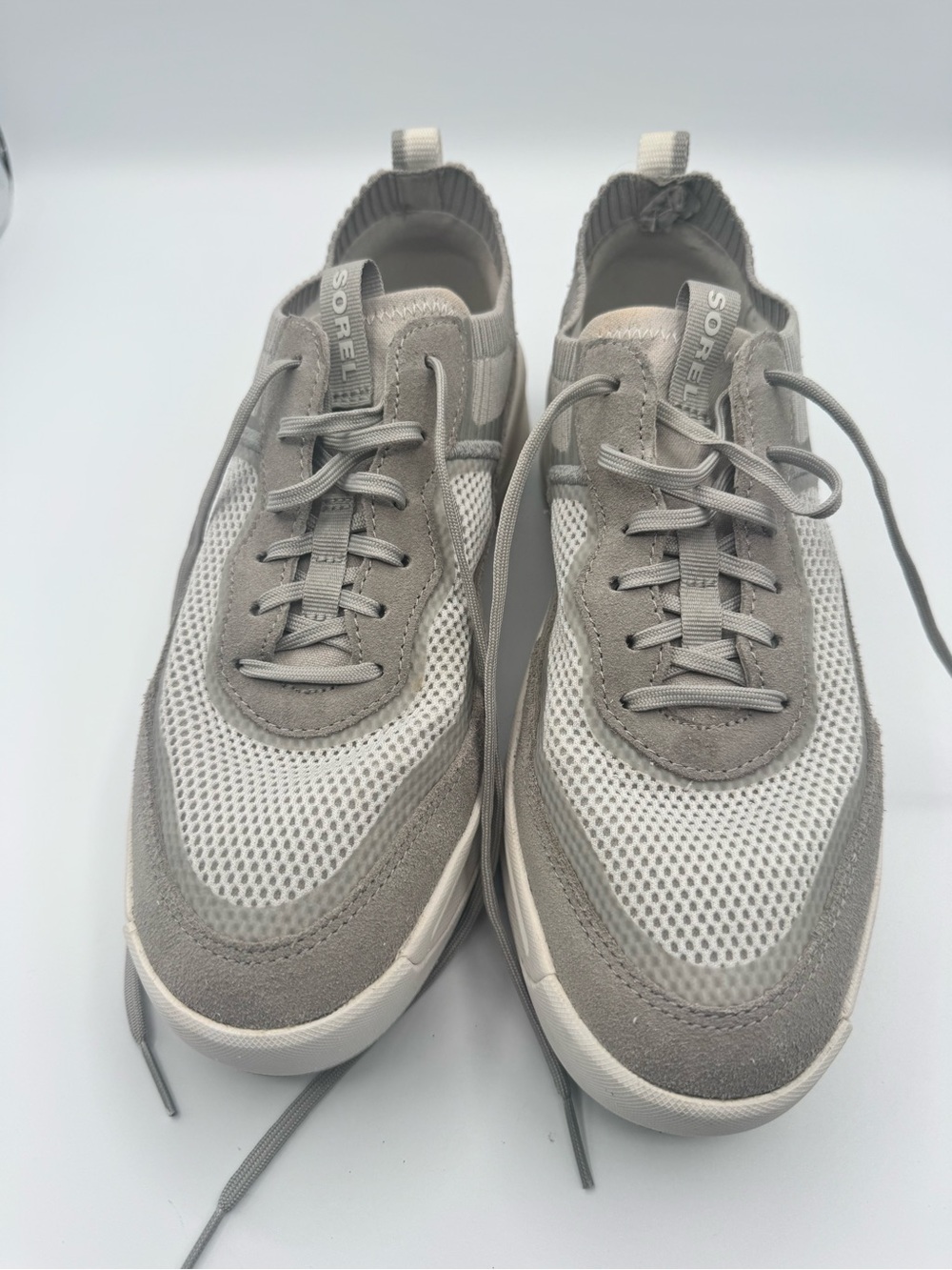 Sorel Kinetic Lite Lace Mesh Sneakers Gray White Women’s 10 NL4964 Athletic